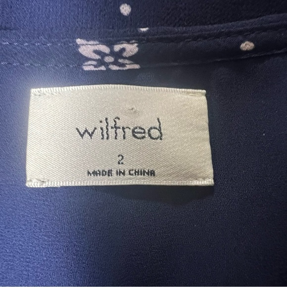 WILFRED Aritzia Mini Button Front A-Line Navy Chiffon Dress Size 2 - Picture 8 of 11